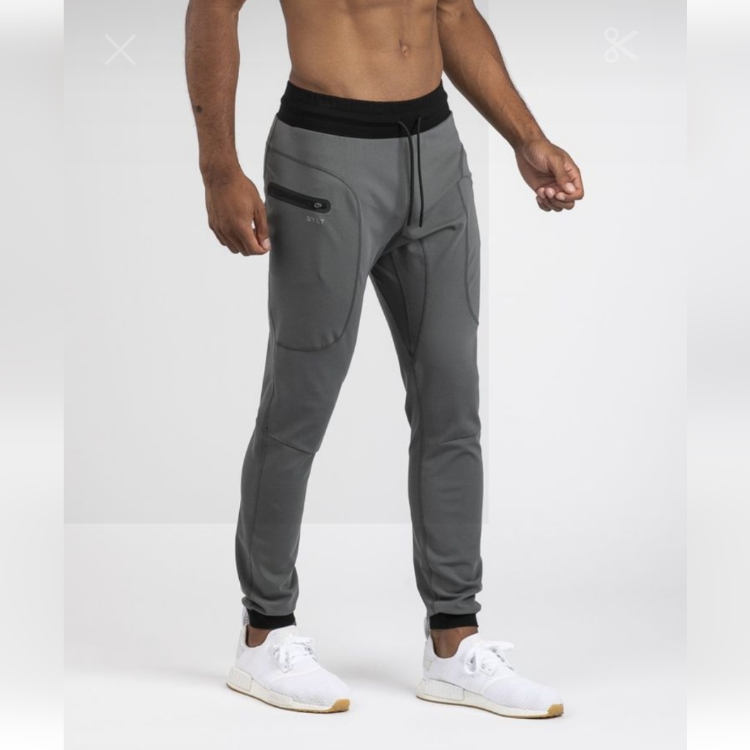 Bylt Basics Blue And Black Jogger Track Pants Tapered Fit